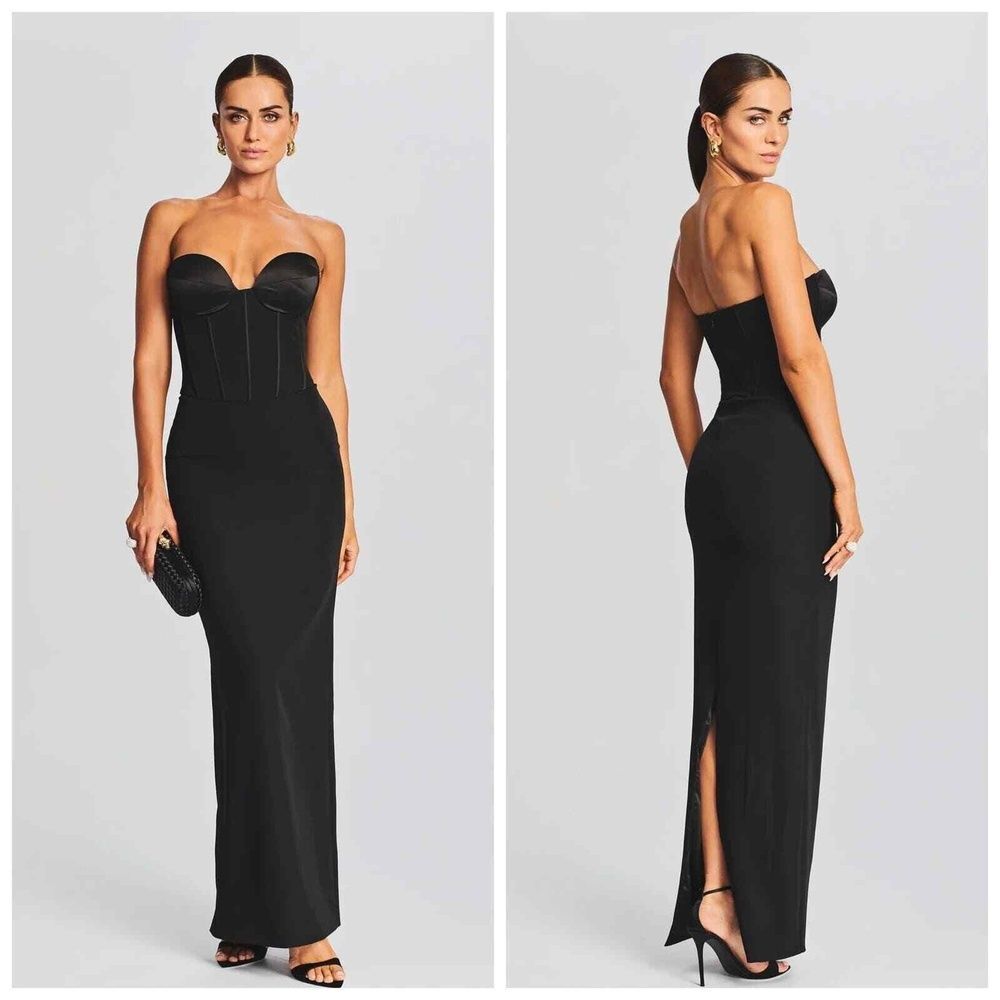 Retrofete Long Dress XXS Bustier Corset Wedding Gala Event Formal Black Luna